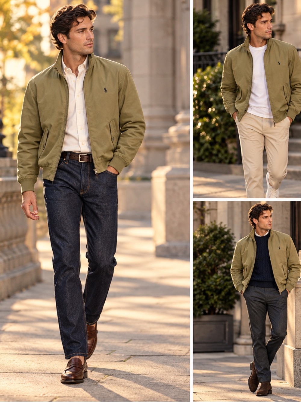 Polo by Ralph Lauren Men's Olive-Tan Quilted Zip Jacket